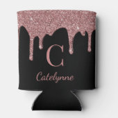 Rafraîchisseur Pour Canette Rose noire paillettes dorées avec monogramme à gou (Dos)