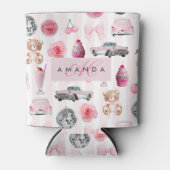 Rafraîchisseur Pour Canette Rose pâle Monogram Rétro Boule disco Coquette (Devant)