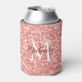 Rafraîchisseur Pour Canette Rose Sparkle Faux Parties scintillant or Monogramm