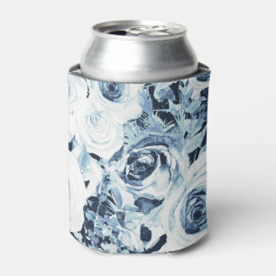 Rafraîchisseur Pour Canette Roses Florales Blanches Bleues Hiver Vintage Shabb