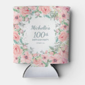 Rafraîchisseur Pour Canette Roses floraux roses 100e anniversaire Nom Photo (Devant)