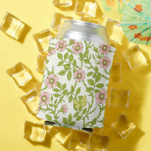 Rafraîchisseur Pour Canette Roses sauvages et papillons /rose/vert pâle/jaune