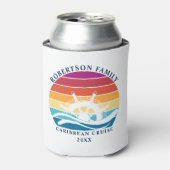 Rafraîchisseur Pour Canette Roue de bateau de croisière Retro Sunset Family (Can devant)