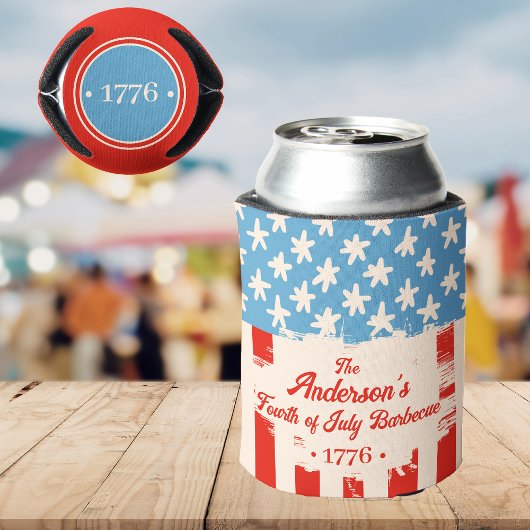 Rafraîchisseur Pour Canette Rouge Blanc &Blue Star & Stripe Nom de famille Bar