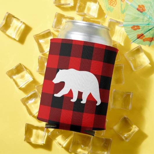 Rafraîchisseur Pour Canette Rouge Buffalo Plaid & Ours Blanc (Été in situ)