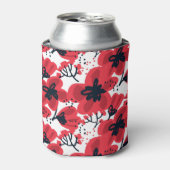 Rafraîchisseur Pour Canette Rouge de fleur : Motif Abstrait à main. (Can devant)