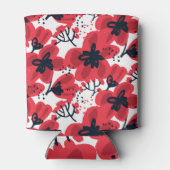 Rafraîchisseur Pour Canette Rouge de fleur : Motif Abstrait à main. (Dos)