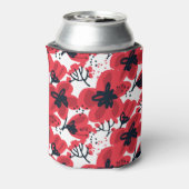 Rafraîchisseur Pour Canette Rouge de fleur : Motif Abstrait à main. (Can Dos)