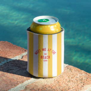 Rafraîchisseur Pour Canette Rouge Rencontrez-Moi À La Plage Cabana Jaune Strip