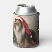 Rafraîchisseur Pour Canette Rough Collie Chien dans la neige Noël (Can devant)