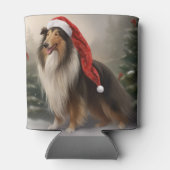 Rafraîchisseur Pour Canette Rough Collie Chien dans la neige Noël (Dos)