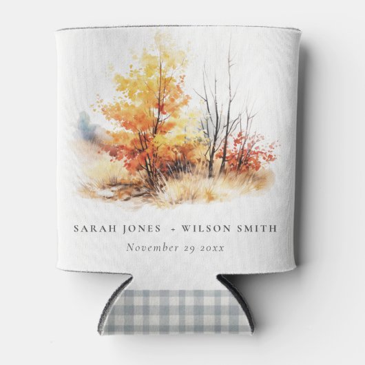 Rafraîchisseur Pour Canette Rouille Jaune Automne Automne Paysage Plaid Mariag (Devant)