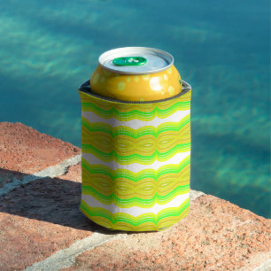Rafraîchisseur Pour Canette Ruban en forme de huit vert et jaune motif art