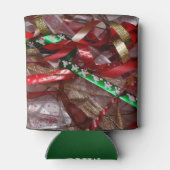 Rafraîchisseur Pour Canette Rubans de Noël Rouge Vert et Or Vacances (Dos)