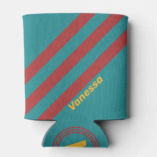 Rafraîchisseur Pour Canette Ruby Reef Stripes avec nom (Dos)