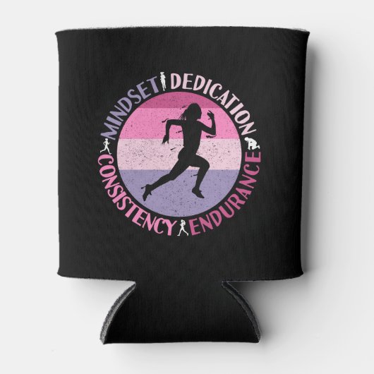 Rafraîchisseur Pour Canette Running Mindset - Citation d'endurance de la fille (Devant)