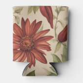 Rafraîchisseur Pour Canette Russe Sage Vert & Bourgogne Rouge Floral Automne (Devant)