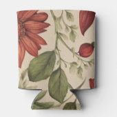 Rafraîchisseur Pour Canette Russe Sage Vert & Bourgogne Rouge Floral Automne (Dos)