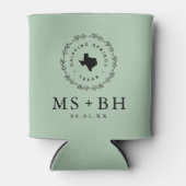 Rafraîchisseur Pour Canette Russe Wreath Texas Mariage Monogramme | Sage (Devant)