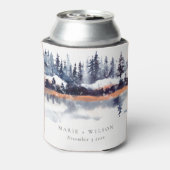Rafraîchisseur Pour Canette Rust Navy Winter Pine Forest Mariage de neige (Can Dos)