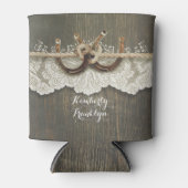 Rafraîchisseur Pour Canette Rustic Country Horseshoe Mariage dentelle (Devant)