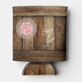 Rafraîchisseur Pour Canette Rustic Grange Bois & Dentelle Mariage Faveur (Devant)