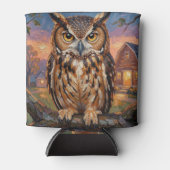 Rafraîchisseur Pour Canette Rustic Impasto Great Horned Owl (Devant)