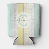 Rafraîchisseur Pour Canette Rustic Mint & Yellow Boho Geo Modern Personalized (Devant)