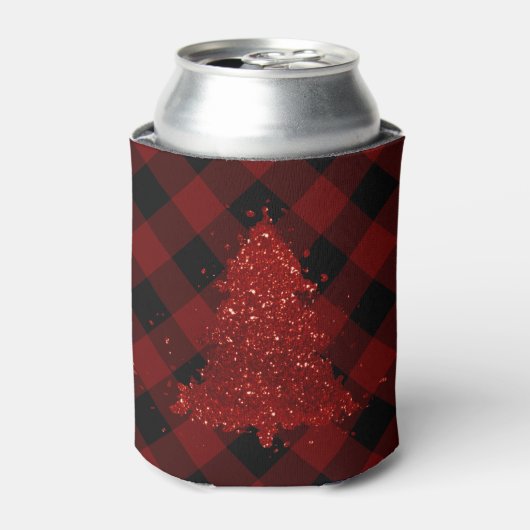 Rafraîchisseur Pour Canette Rustic Red Christmas Tree Modern Buffalo Plaid (Can devant)