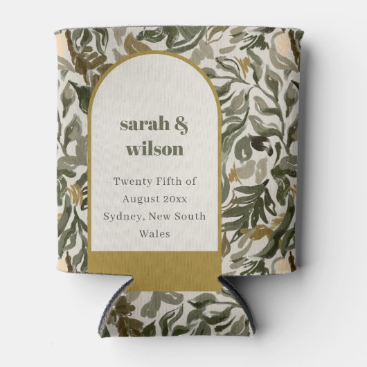 Rafraîchisseur Pour Canette Rustique Boho Retro Arch Mariage botanique vert (Devant)