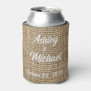 Rafraîchisseur Pour Canette Rustique Burlap Nature Motif Mariage Can Cooler