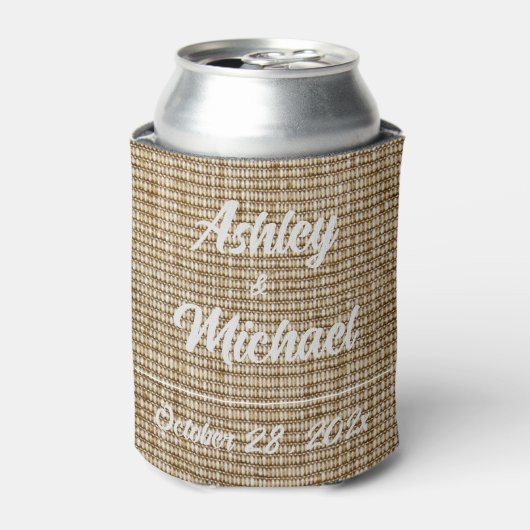 Rafraîchisseur Pour Canette Rustique Burlap Nature Motif Mariage Can Cooler (Can devant)