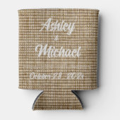 Rafraîchisseur Pour Canette Rustique Burlap Nature Motif Mariage Can Cooler (Devant)