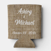Rafraîchisseur Pour Canette Rustique Burlap Nature Motif Mariage Can Cooler (Dos)