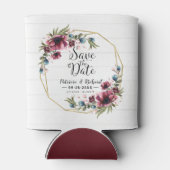 Rafraîchisseur Pour Canette Rustique Chic Bourgogne Mariage Floral Enregistrer (Dos)