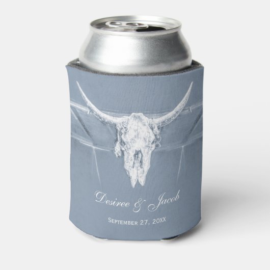 Rafraîchisseur Pour Canette Rustique Dusty Bleu Blanc Vache Occidentale Mariag (Can Dos)