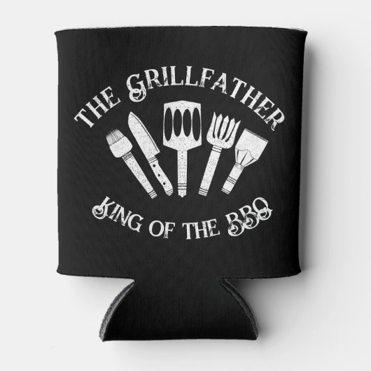 Rafraîchisseur Pour Canette Rustique "Le Grillfather : Drôle cadeau barbecue (Devant)