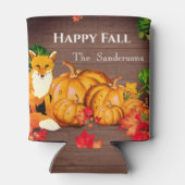 Rafraîchisseur Pour Canette Rustique Orange Fox Citrouille Automne Feuilles d' (Dos)