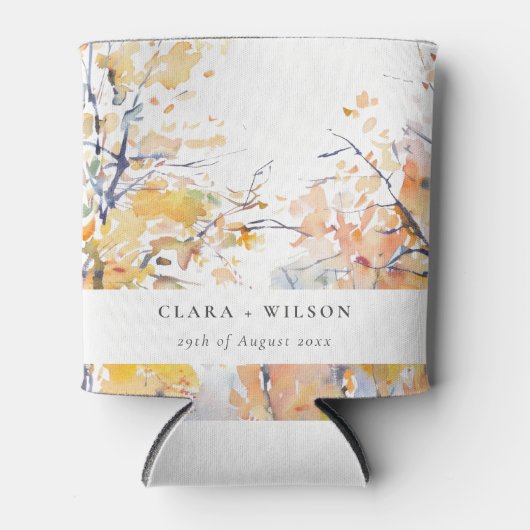 Rafraîchisseur Pour Canette Rustique Pastel Jaune automne Mariage paysage auto (Devant)