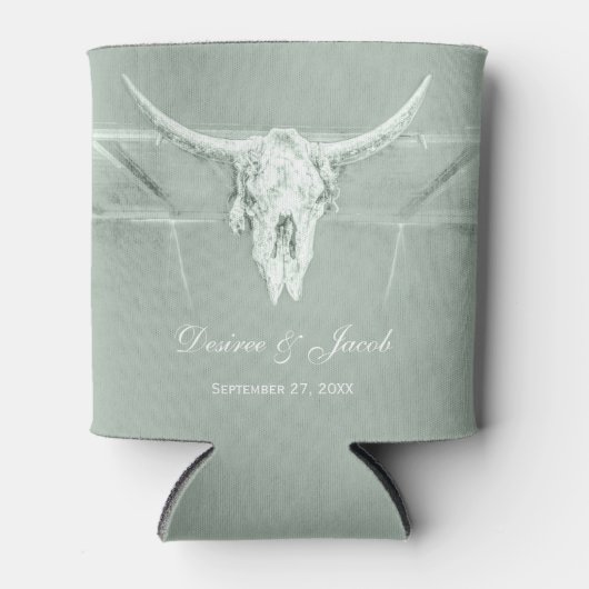 Rafraîchisseur Pour Canette Rustique Pastel Sage Vert Blanc Vache Occidentale (Devant)