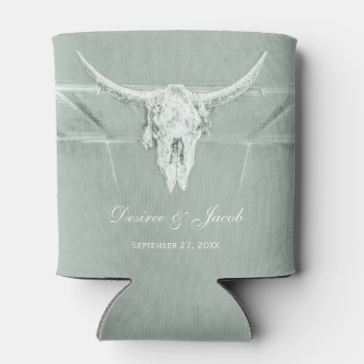 Rafraîchisseur Pour Canette Rustique Pastel Sage Vert Blanc Vache Occidentale (Dos)