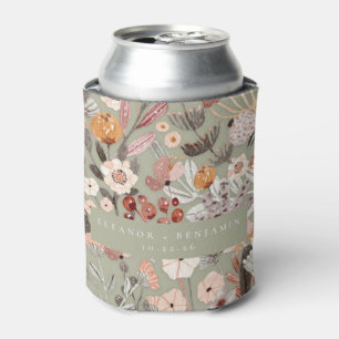 Rafraîchisseur Pour Canette Rustique Sage Green Taupe Floral Boho Custom Weddi