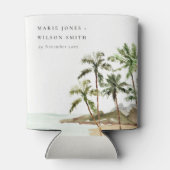 Rafraîchisseur Pour Canette Rustique Tropical Palm Trees Beach Sand Mariage (Dos)