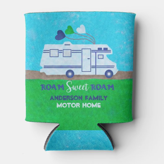 Rafraîchisseur Pour Canette RV Motorhome Camper Roam Nom personnalisé V2 (Devant)