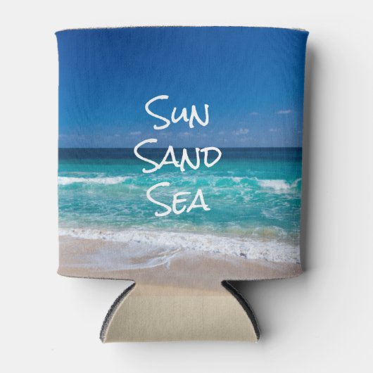 Rafraîchisseur Pour Canette Sable Soleil Mer Tropical Plage Turquoise Eau (Devant)