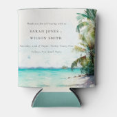 Rafraîchisseur Pour Canette Sable Tropical Beach Aquarelle Palm Trees Mariage (Devant)