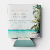 Rafraîchisseur Pour Canette Sable Tropical Beach Aquarelle Palm Trees Mariage (Dos)