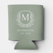 Rafraîchisseur Pour Canette Sage Green Crest Botanographie Monogramme Mariage (Dos)