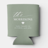 Rafraîchisseur Pour Canette Sage Green Mariage Favoriser Monogramme Nom Coeur (Dos)