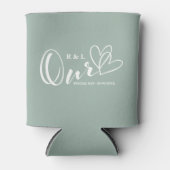 Rafraîchisseur Pour Canette Sage Green Nos coeurs Mariage / Anniversaire (Devant)